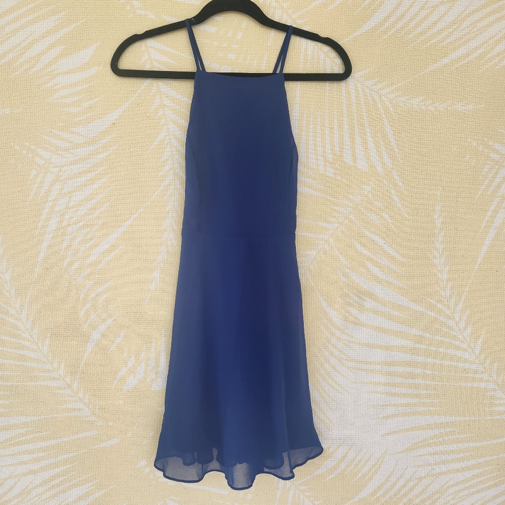 Lulu's Letter of Love Navy Blue Backless Skater Dress size xs